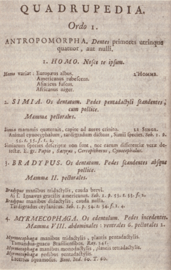 Linnaeus Systema Naturae 1748